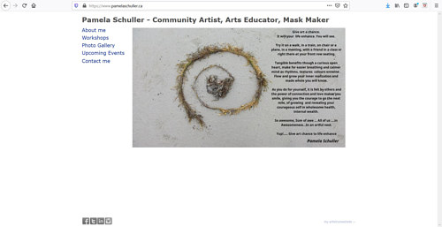 A screen capture of Pamela Schuller's art portfolio website