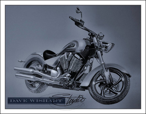 A drawing of a motorcycle