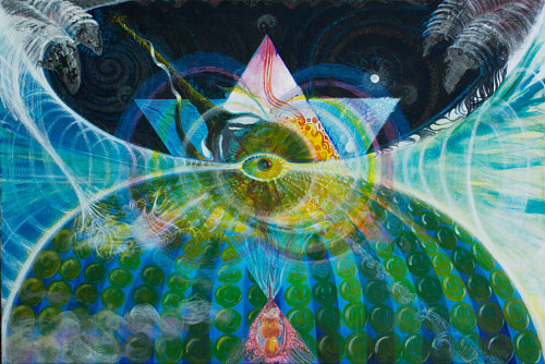 A large scale artwork depicting a spiritual portal