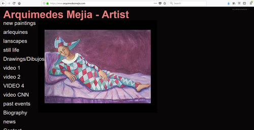 The front page of Arquimedes Mejia's art website