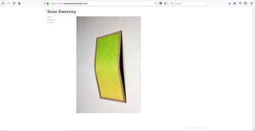 A screen capture of Sean Sweeney's art portfolio website
