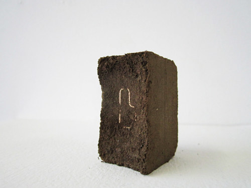An artwork made with packed dirt and gold