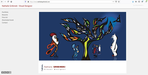 The front page of Nathalie Gribinski's art portfolio website