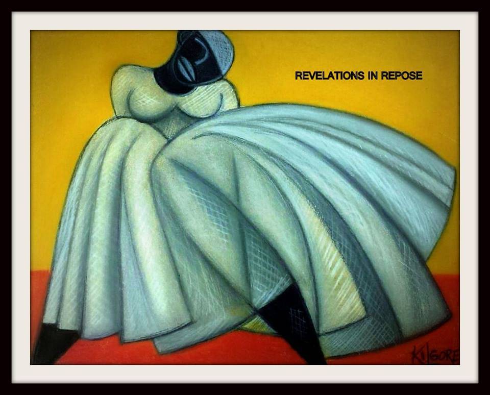 Return to: MICHAEL KILGORE - CALIFORNIA AFRICAN AMERICAN MUSEUM (EXHIBIT) Mixed-media artwork REVELATIONS IN REPOSE - circa 2013 by Michael Kilgore