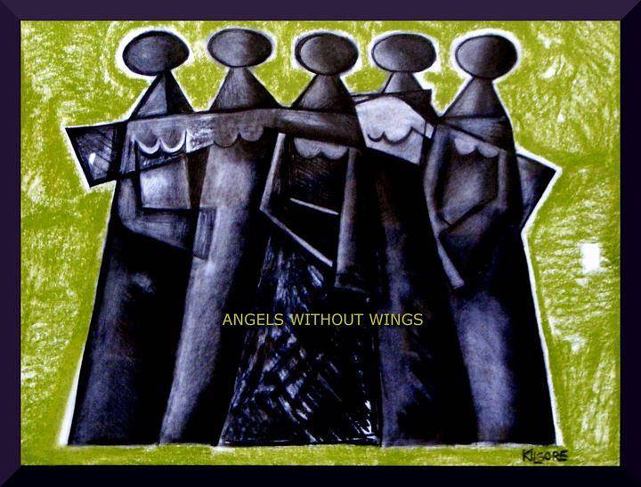 Return to: MICHAEL KILGORE - CALIFORNIA AFRICAN AMERICAN MUSEUM (EXHIBIT) Mixed-media artwork ANGELS WITHOUT WINGS - circa 2007 by Michael Kilgore