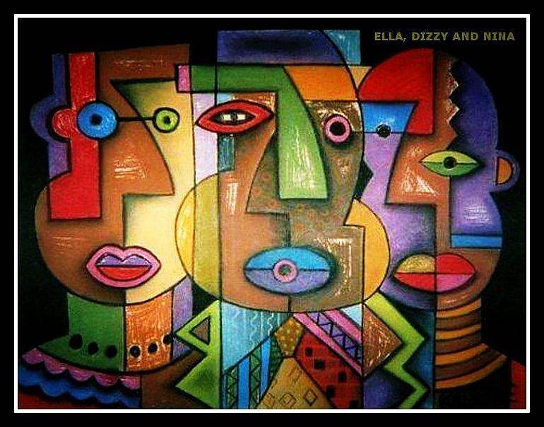 Return to: MICHAEL KILGORE - CALIFORNIA AFRICAN AMERICAN MUSEUM (EXHIBIT) Mixed-media artwork ELLA DIZZY AND NINA - circa 2005 by Michael Kilgore
