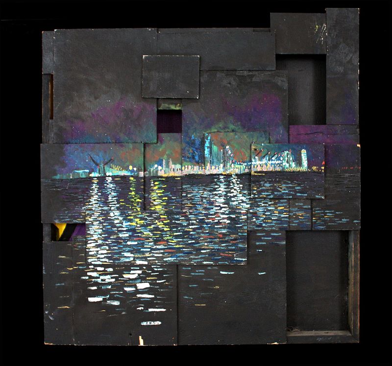 Night Port Miami Oil painting Night Port Miami by Adrian Molina