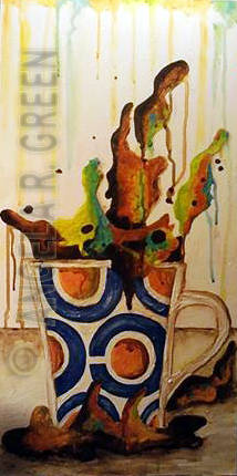 Return to: Coffee Art - 3D Art Series Acrylic painting Blue Circle Cup by Angela Green
