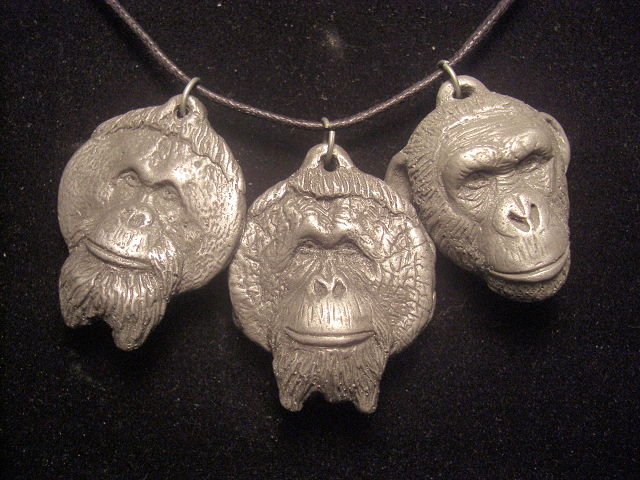 Center for Great Apes light cold cast pewter set Center for Great Apes light cold cast pewter set by Jason Shanaman
