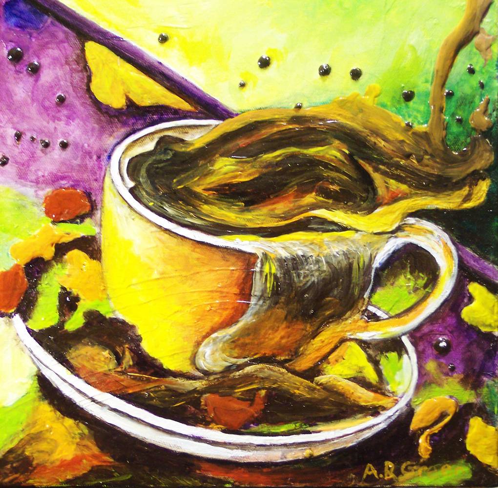 Return to: Coffee Art - 3D Art Series Acrylic painting Spillover II by Angela Green