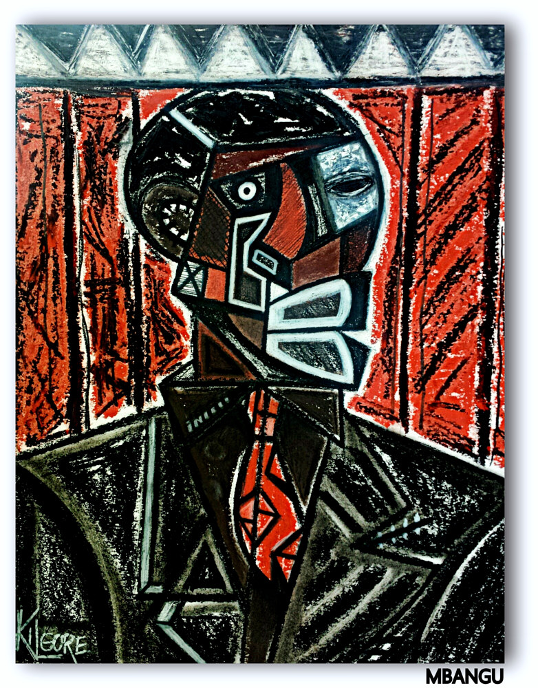 Return to: AFRICAN TRIBAL INTERPRETATIONS Mixed-media artwork MBANGU - 2015 by Michael Kilgore