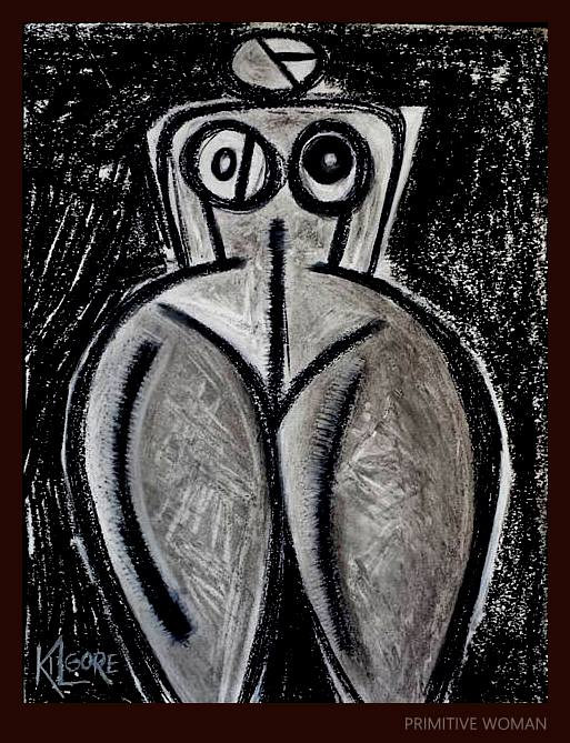 Return to: AFRICAN TRIBAL INTERPRETATIONS Oil painting PRIMITIVE WOMAN - 2014 by Michael Kilgore