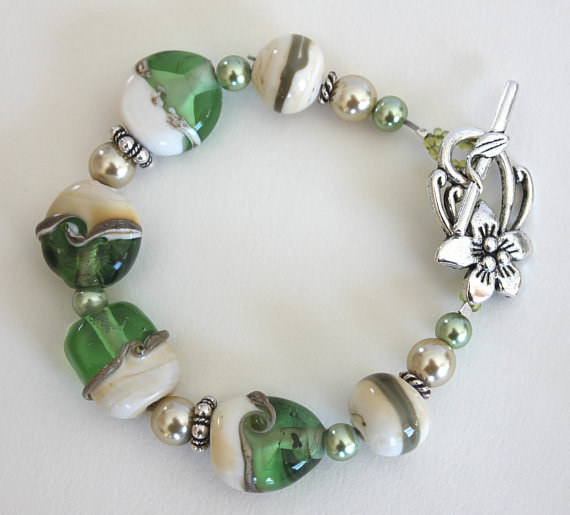 Light green lampwork bracelet Light green lampwork bracelet by Debbie Hart