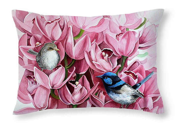 Fairy Wren Throw Pillow Print Fairy Wren Throw Pillow by Debbie Hart