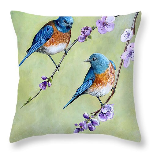 Bluebird pillow Print Bluebird pillow by Debbie Hart