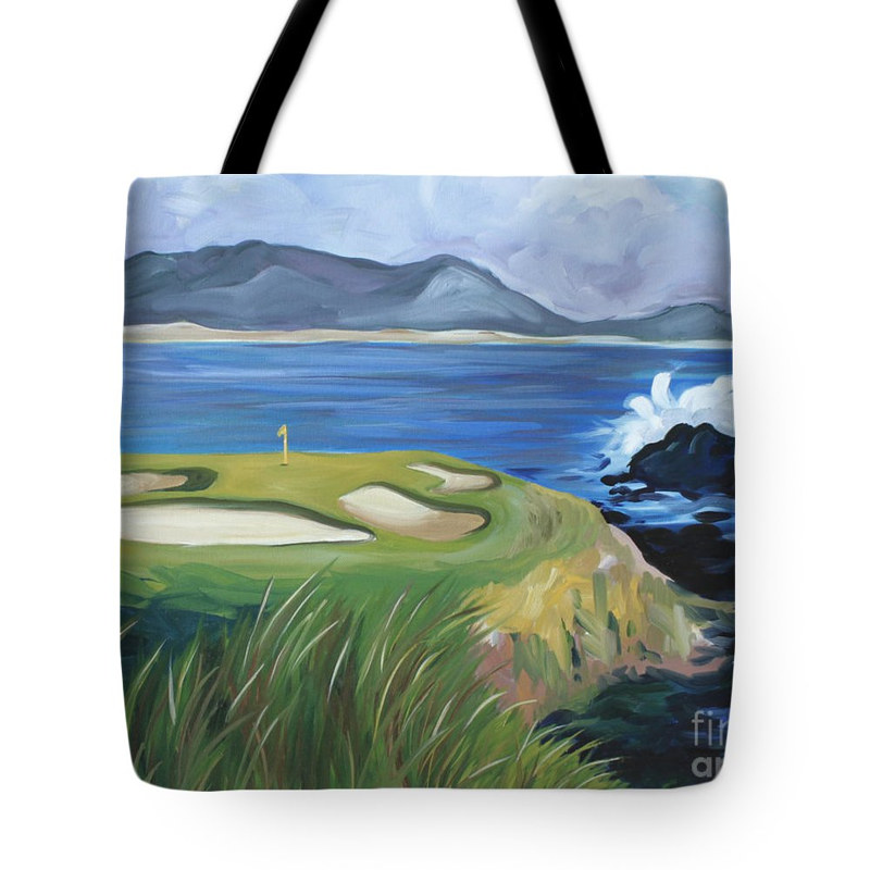 Pebble Beach tote Print Pebble Beach tote by Debbie Hart