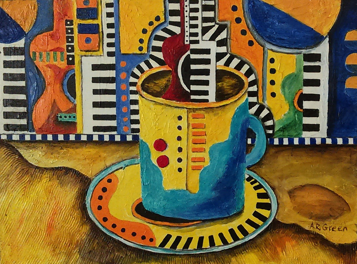 Return to: Coffee Art - 3D Art Series Acrylic painting A Taste of Jazz III by Angela Green