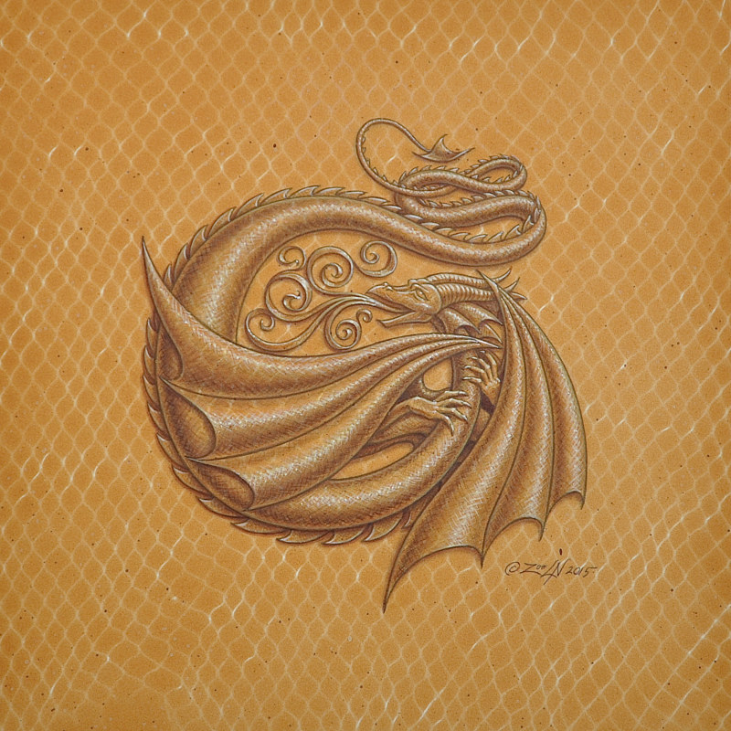 Dracoserific letter G, Gold on Raw Gold 8x8" square Acrylic painting Dracoserific letter G, Gold on Raw Gold 8x8" square by Sue Ellen Brown