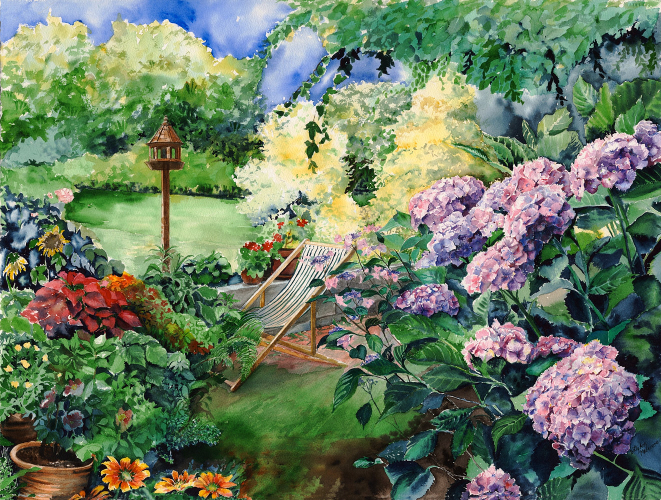 Return to: Watercolor Watercolor Hydrangia Garden by Betty Ann Medeiros