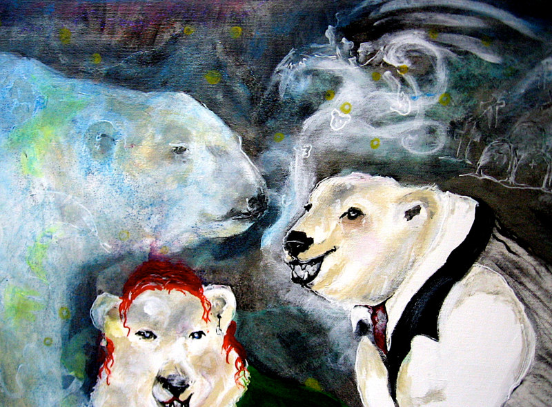 Polar Bears with ectoplasm Acrylic painting Polar Bears with ectoplasm by Darcy Martel