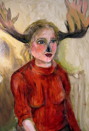 Antler Woman Acrylic painting Antler Woman by Darcy Martel