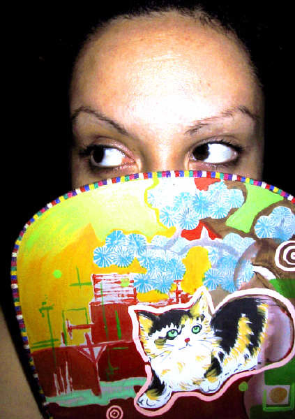 I painted on this lovely fan I bought in Chinatown, Vancouver. I did a Vancouver abstract cityscape and it had a cute kitten already! I painted on this lovely fan I bought in Chinatown, Vancouver. I did a Vancouver abstract cityscape and it had a cute kitten already! by Darcy Martel