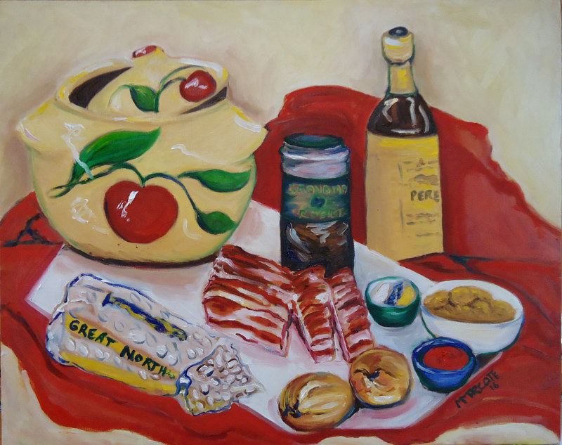 Dad's Baked Beans Oil painting Dad's Baked Beans by Michelle Marcotte