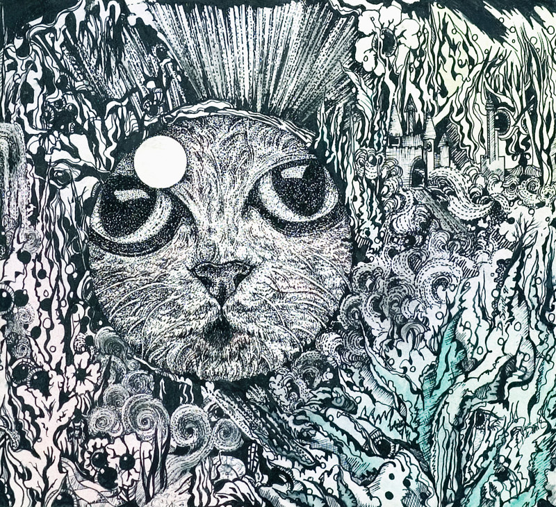 Cat in a Fish Bowl Watercolor Cat in a Fish Bowl by Danielle Scott