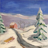 Winter scene with sled //images.artistrunwebsite.com/gallery/img_2005691471144488_large.jpg?1471144533