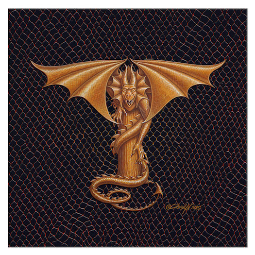 Letter T, Gold 6x6" Print Letter T, Gold 6x6" by Sue Ellen Brown