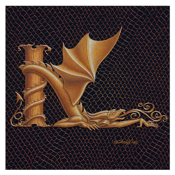 Letter K, Gold 6x6" Print Letter K, Gold 6x6" by Sue Ellen Brown