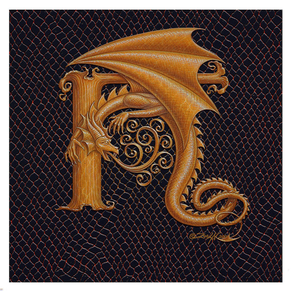Letter H, Gold 6x6" Print Letter H, Gold 6x6" by Sue Ellen Brown