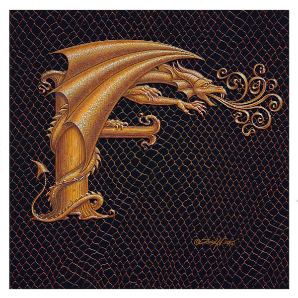 Letter F, Gold 6x6" Print Letter F, Gold 6x6" by Sue Ellen Brown