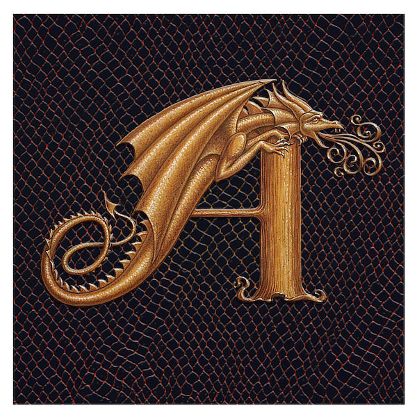 Letter A, Gold 6x6" Print Letter A, Gold 6x6" by Sue Ellen Brown