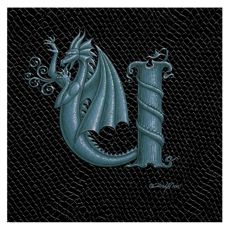 Dragon U, Silver 6x6" Print Dragon U, Silver 6x6" by Sue Ellen Brown