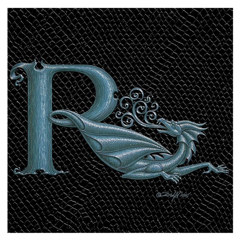 Dragon R, Silver 8x8" Print Dragon R, Silver 8x8" by Sue Ellen Brown