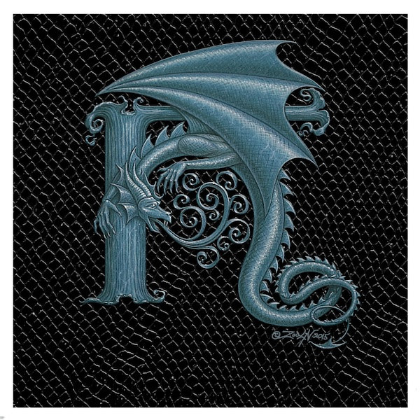 Dragon H, Silver 6x6" Print Dragon H, Silver 6x6" by Sue Ellen Brown