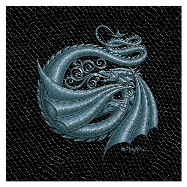Dragon G, Silver 6x6" Print Dragon G, Silver 6x6" by Sue Ellen Brown