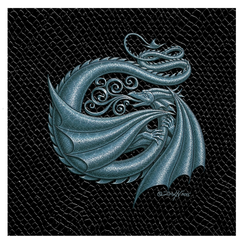 Dragon G, Silver 8x8" Print Dragon G, Silver 8x8" by Sue Ellen Brown