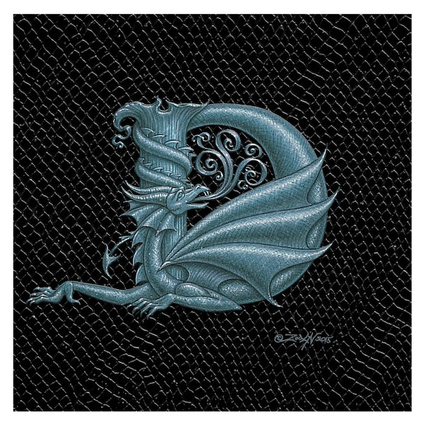 Dragon D, Silver 6x6" Print Dragon D, Silver 6x6" by Sue Ellen Brown