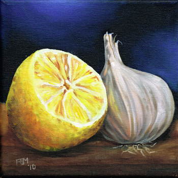 Lemon and Garlic Oil painting Lemon and Garlic by Richard Mountford