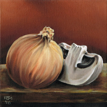 Onion and Mushroom Oil painting Onion and Mushroom by Richard Mountford