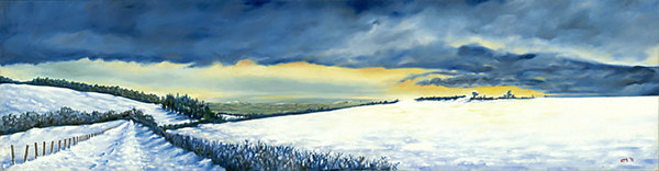 'Behind the 10 Acre Field' Oil painting 'Behind the 10 Acre Field' by Richard Mountford