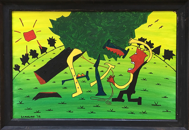 The Man Who Cut the Tree Down Wrong Acrylic painting The Man Who Cut the Tree Down Wrong by Bernard Scanlan