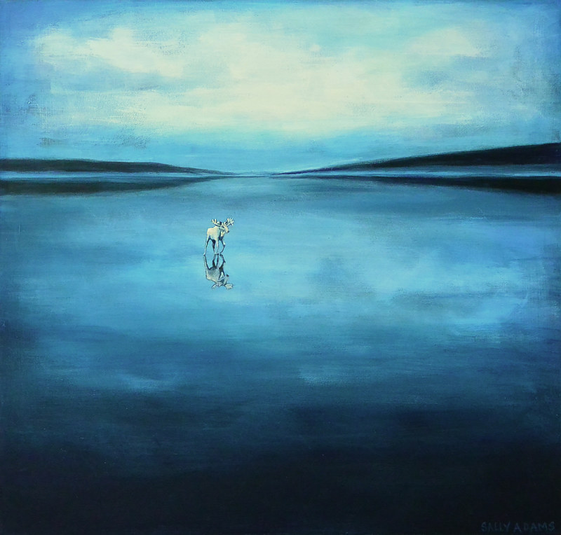 Albino Moose Acrylic painting Albino Moose by Sally Adams