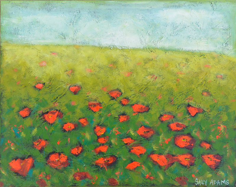 Textured Poppies Acrylic painting Textured Poppies by Sally Adams