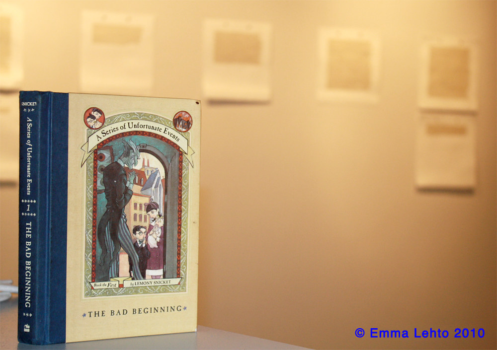 Return to: Amended Series Book in Gallery space for Amended Series ( Snicket, Lemony, A Series of Unfortunate Events: A Bad Beginning New York: HarperCollins, 1999.) by Emma Lehto