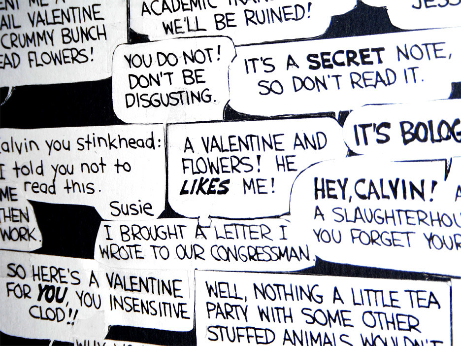 Return to: 2012 - Calvin & Hobbes Chatter Drawing detail of Susie's page by Emma Lehto