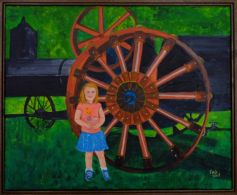 Antique Steam Tractor and Little Girl-16x20 Acrylic painting Antique Steam Tractor and Little Girl-16x20 by Frans Geerlings