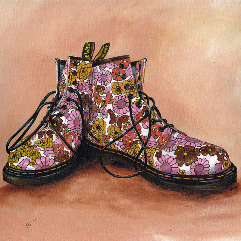 Lucy's Floral Dr Martens Oil painting Lucy's Floral Dr Martens by Richard Mountford